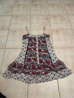 zinc White Mini Dress with Red Floral Print